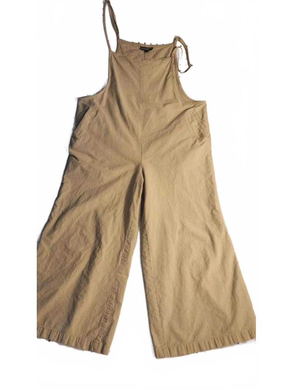 The Pyramid Collection Tan Womens Overalls Sz Lg. 24" inseam & 14" leg opening
